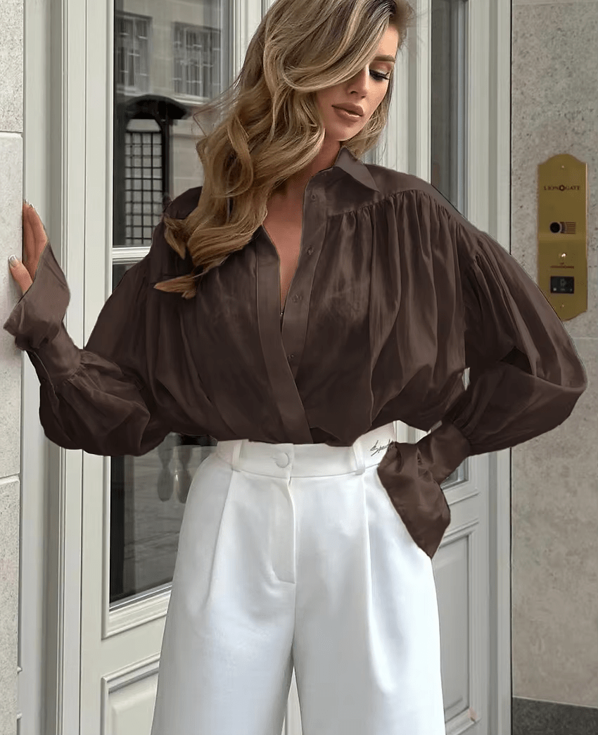 Brielle transparente Bluse mit Knopfleiste