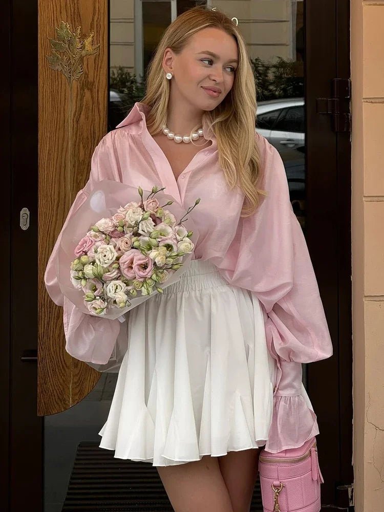 Brielle transparente Bluse mit Knopfleiste