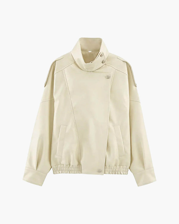 Jacke „Brienne“ aus Kunstleder mit Stehkragen