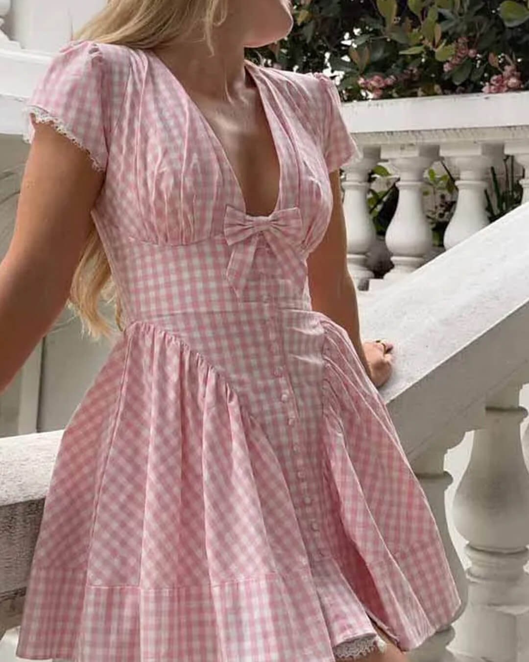 Brittany kariertes Minikleid mit Rüschen