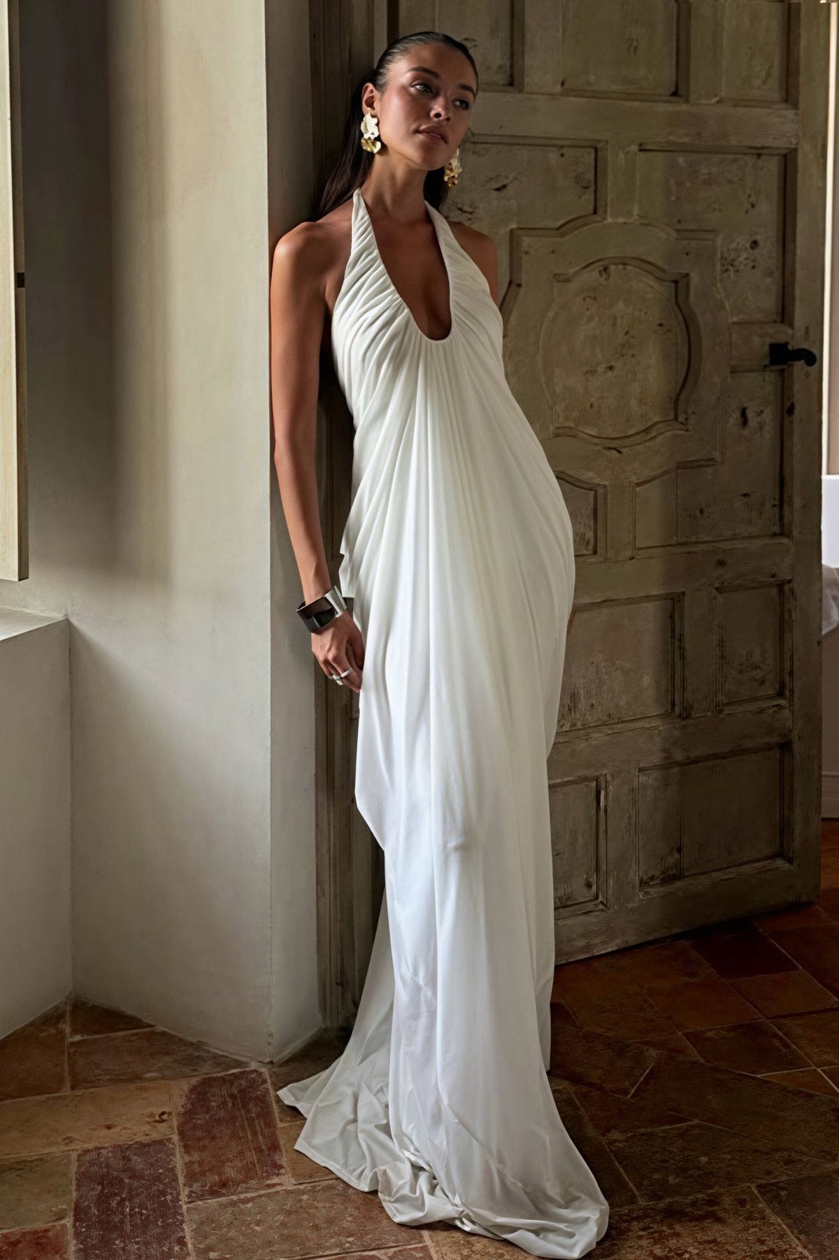 Calliope Rüschiges Tüll-Maxikleid mit Neckholder