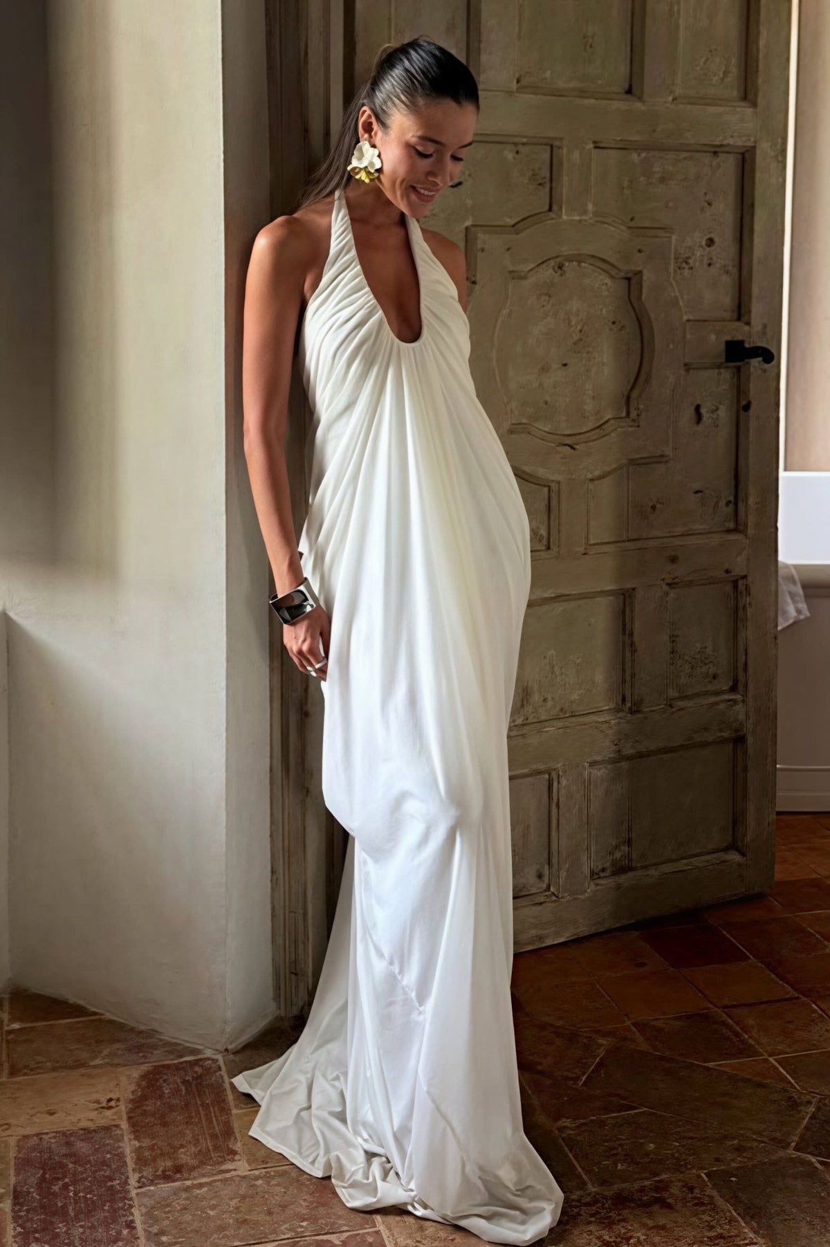 Calliope Rüschiges Tüll-Maxikleid mit Neckholder