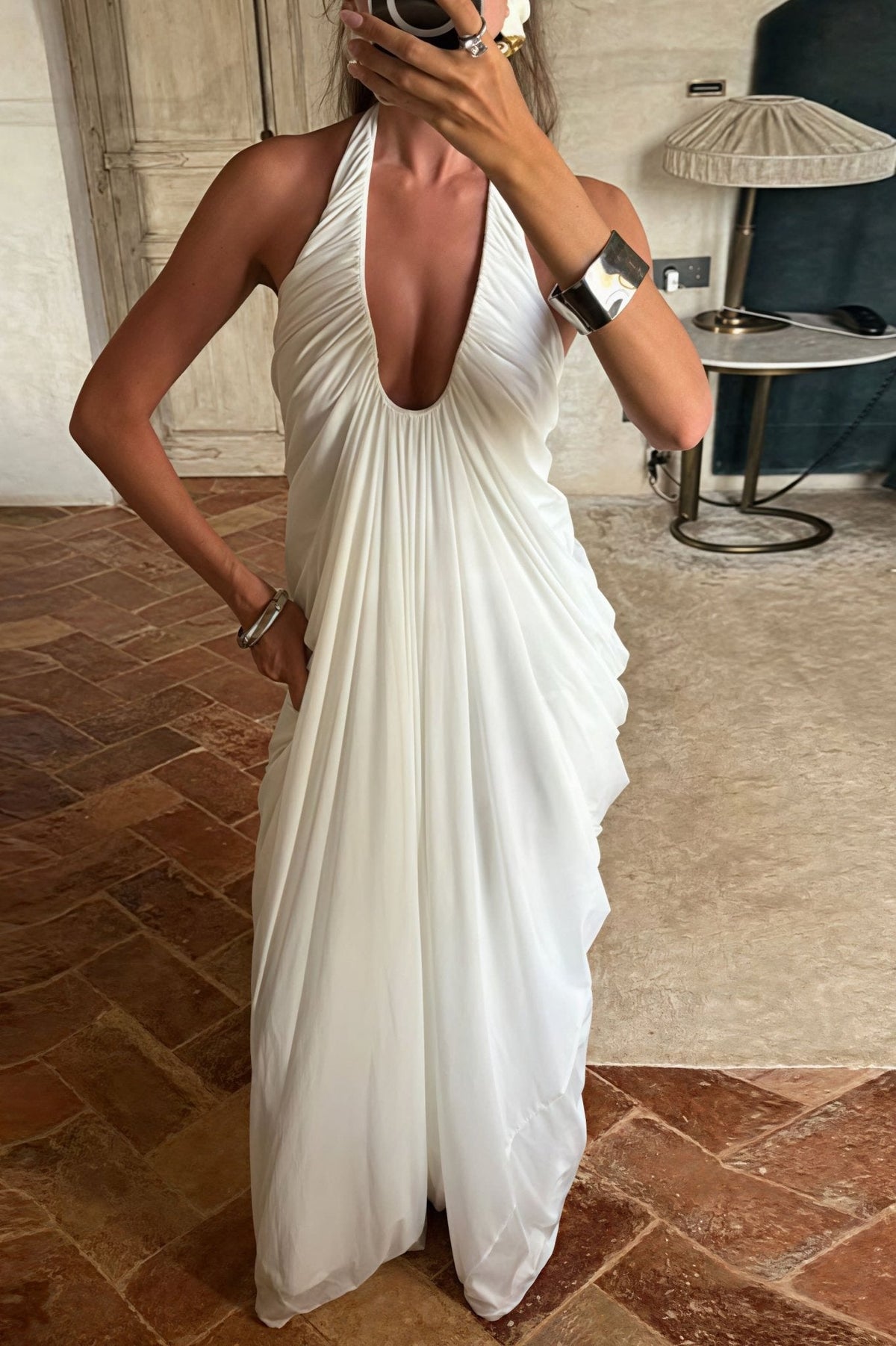 Calliope Rüschiges Tüll-Maxikleid mit Neckholder