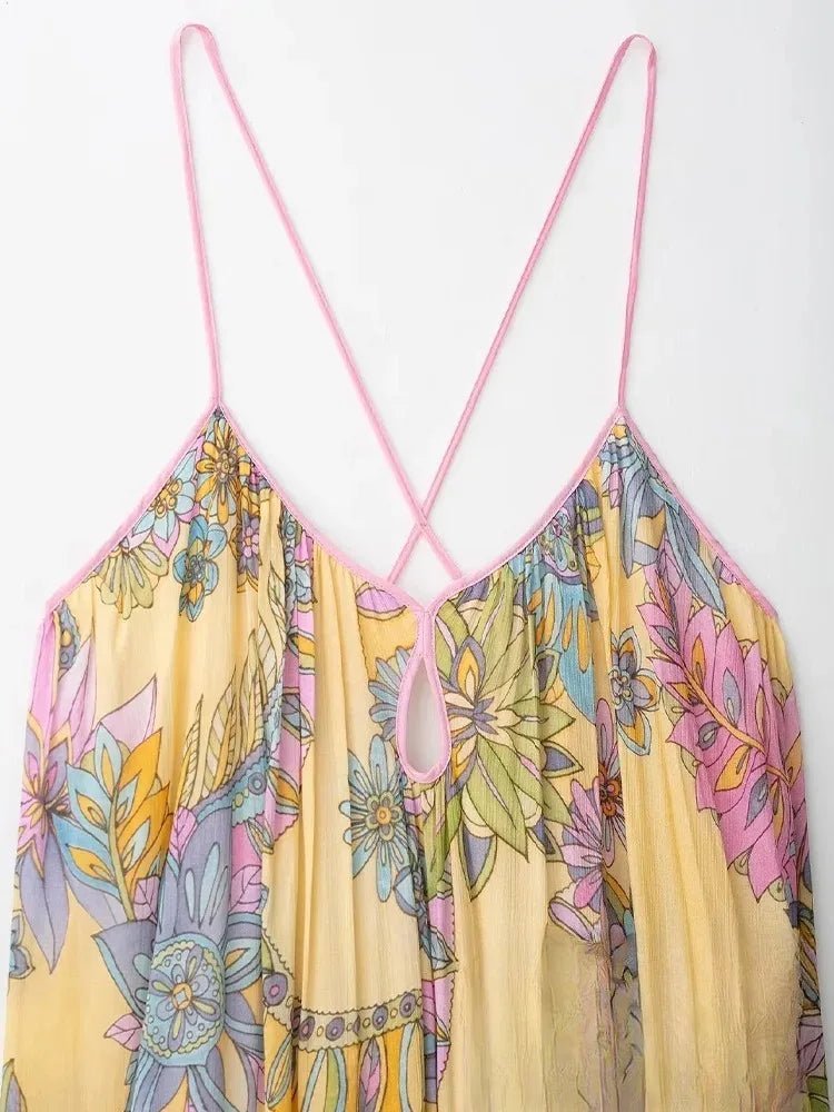 Camille Cami-Kleid aus Chiffon mit Blumenmuster
