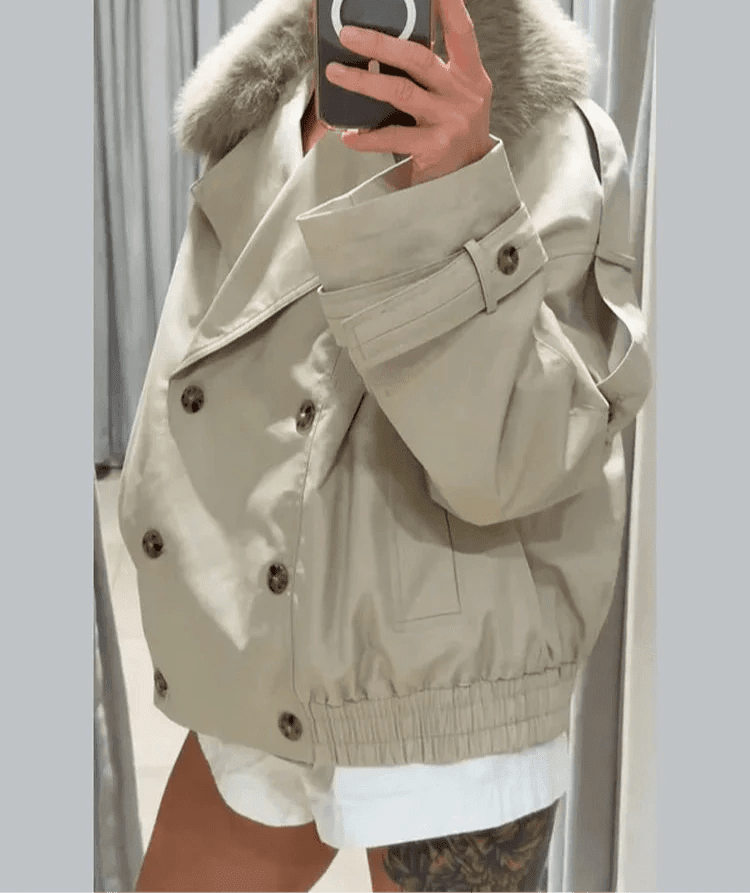 Camille Trenchcoat mit Kunstpelz