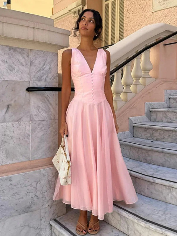 Candice ärmelloses Midikleid mit V-Ausschnitt