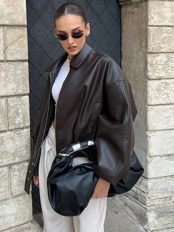 Carine Leder-Motorradjacke