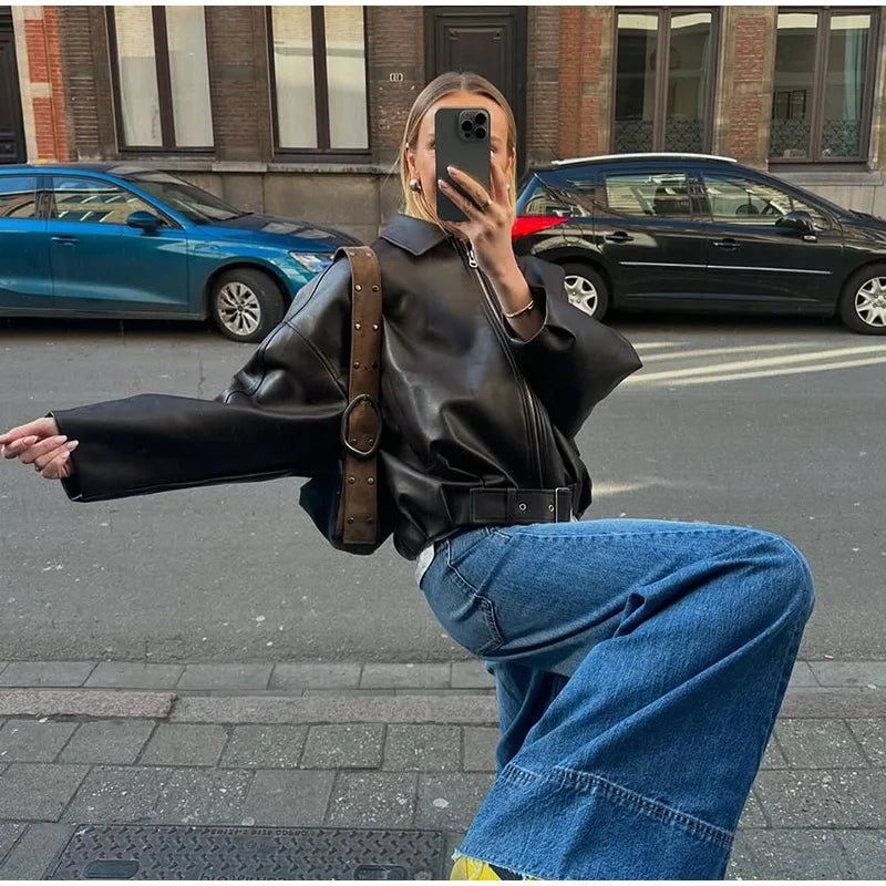 Carine Leder-Motorradjacke