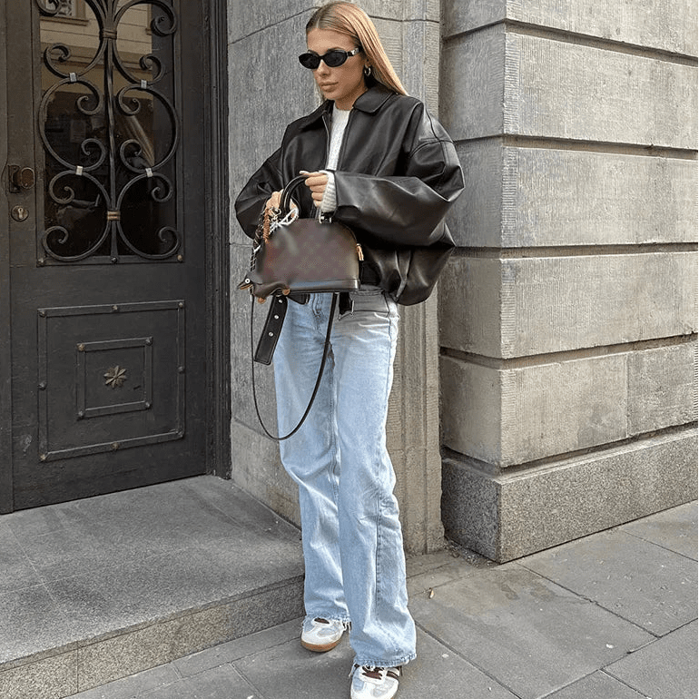 Carine Leder-Motorradjacke