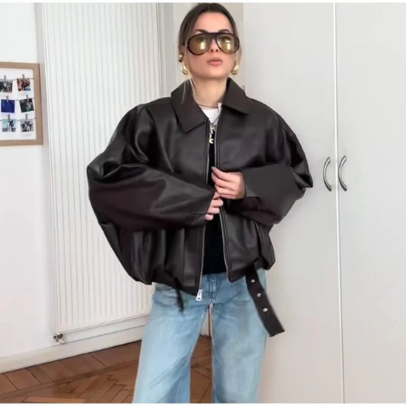 Carine Leder-Motorradjacke