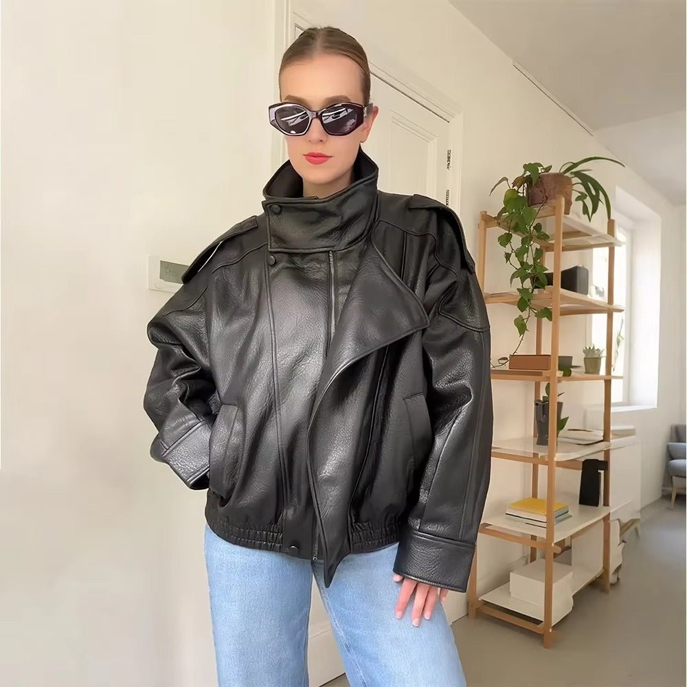 Asymmetrische Lederjacke Carla