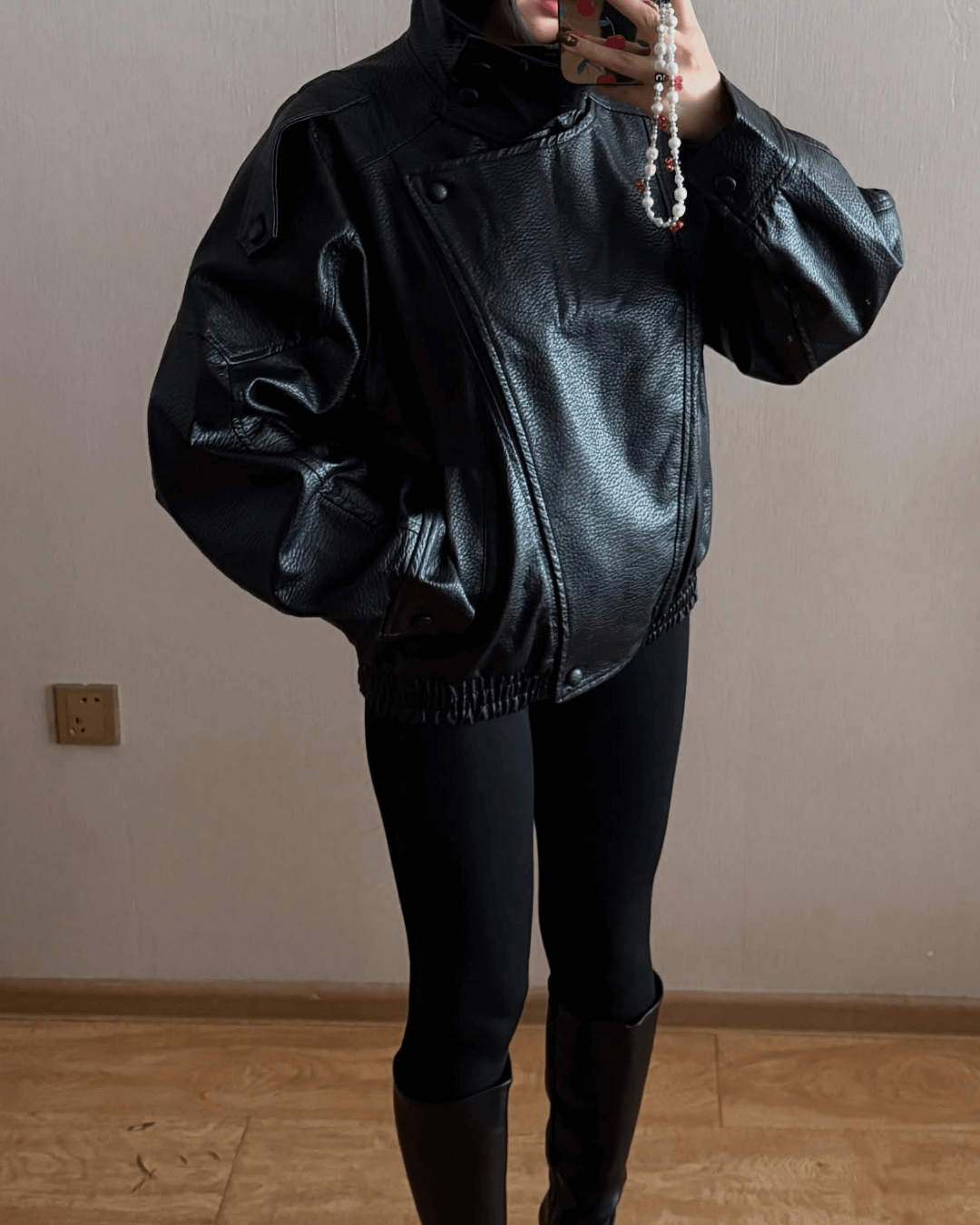 Asymmetrische Lederjacke Carla