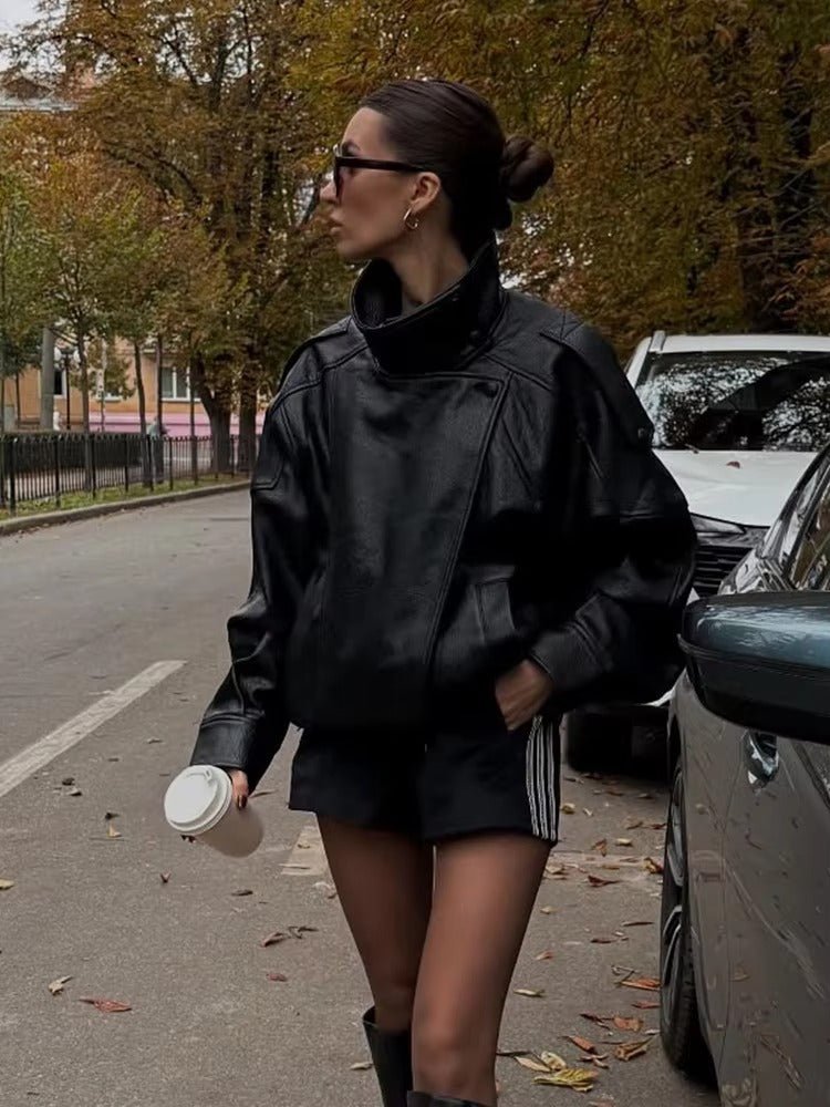 Asymmetrische Lederjacke Carla