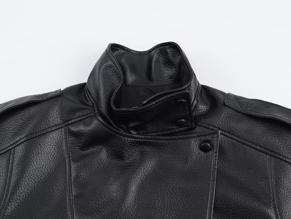 Asymmetrische Lederjacke Carla