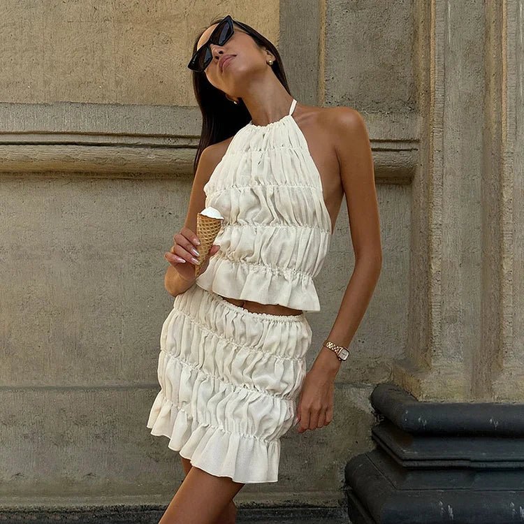 Carla Pleated Backless Two-Piece Set