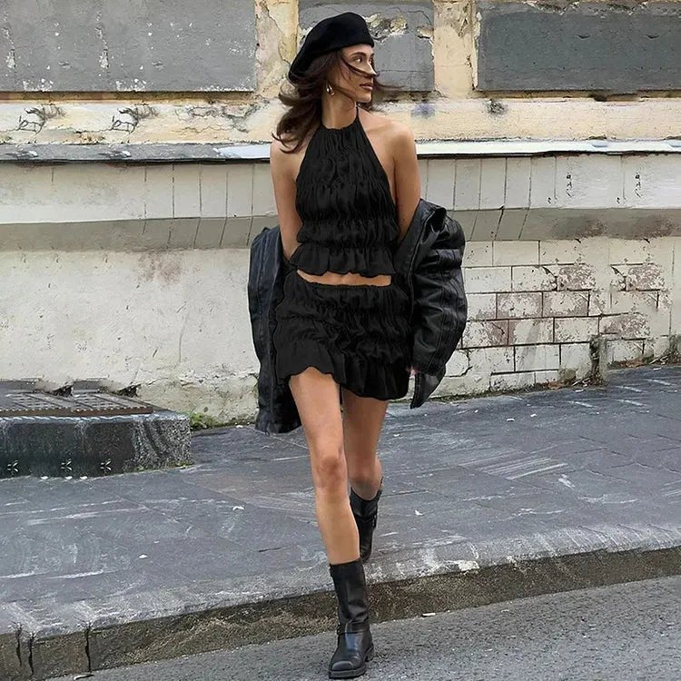 Carla Pleated Backless Two-Piece Set