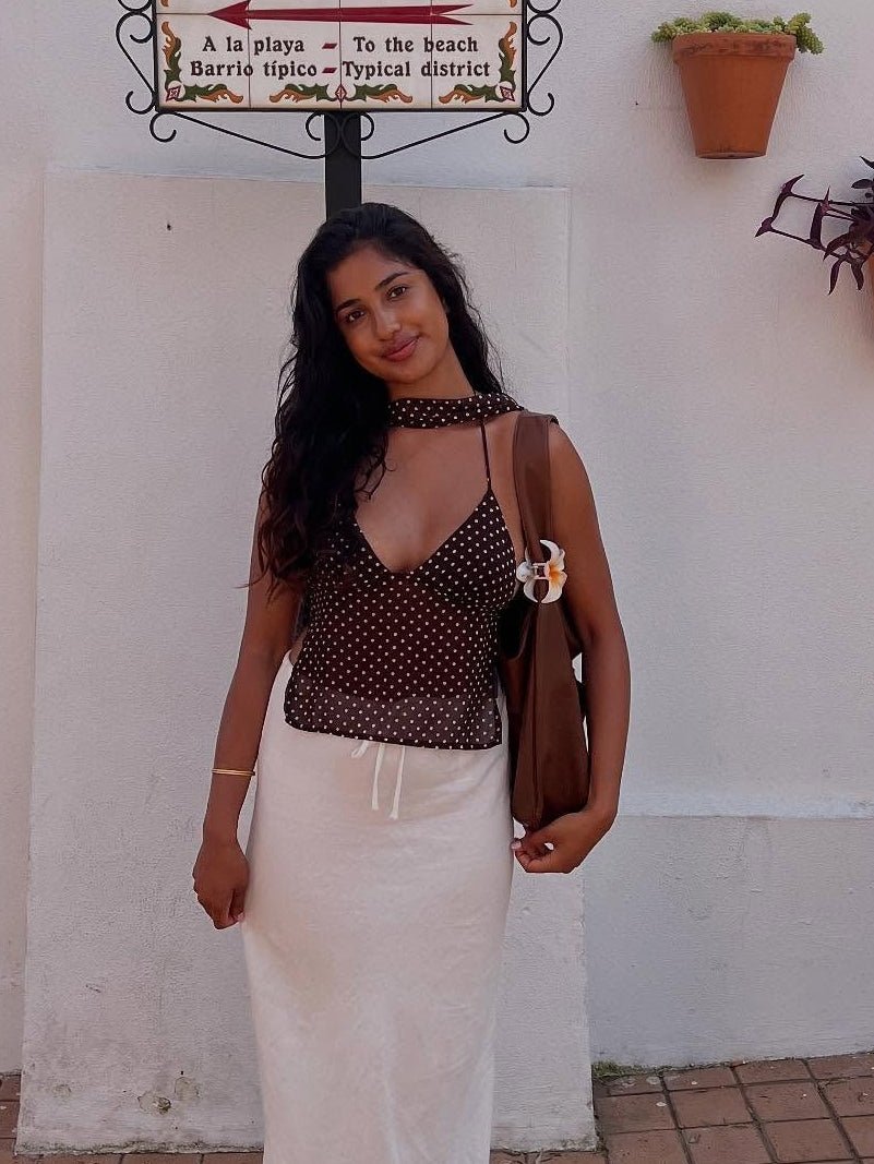 Carla rückenfreies Top mit Polka-Dots