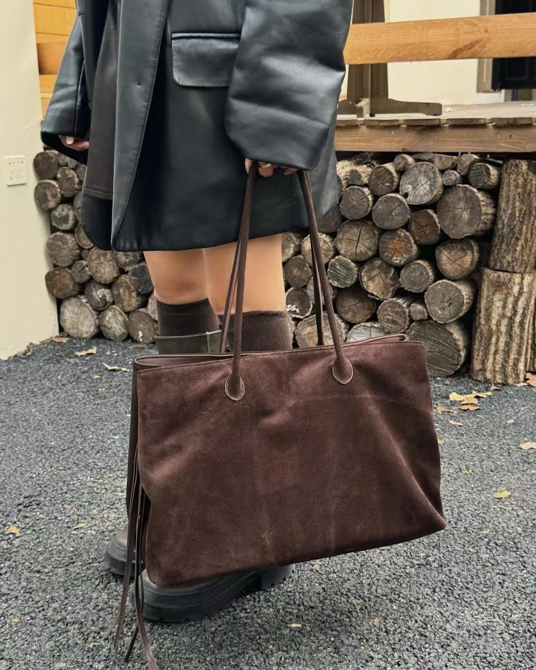 Carly Tote-Bag aus Veloursleder mit Frost-Effekt