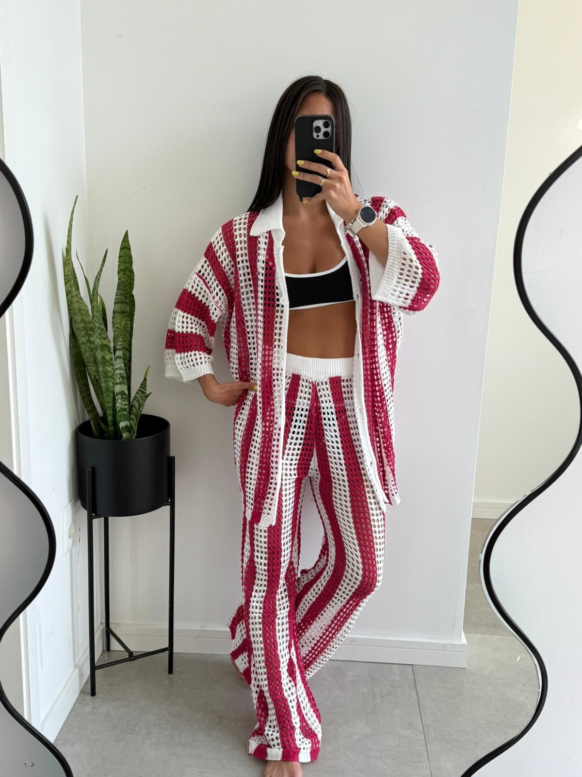 Carmen gestreiftes Häkel-Zweiteiler-Set