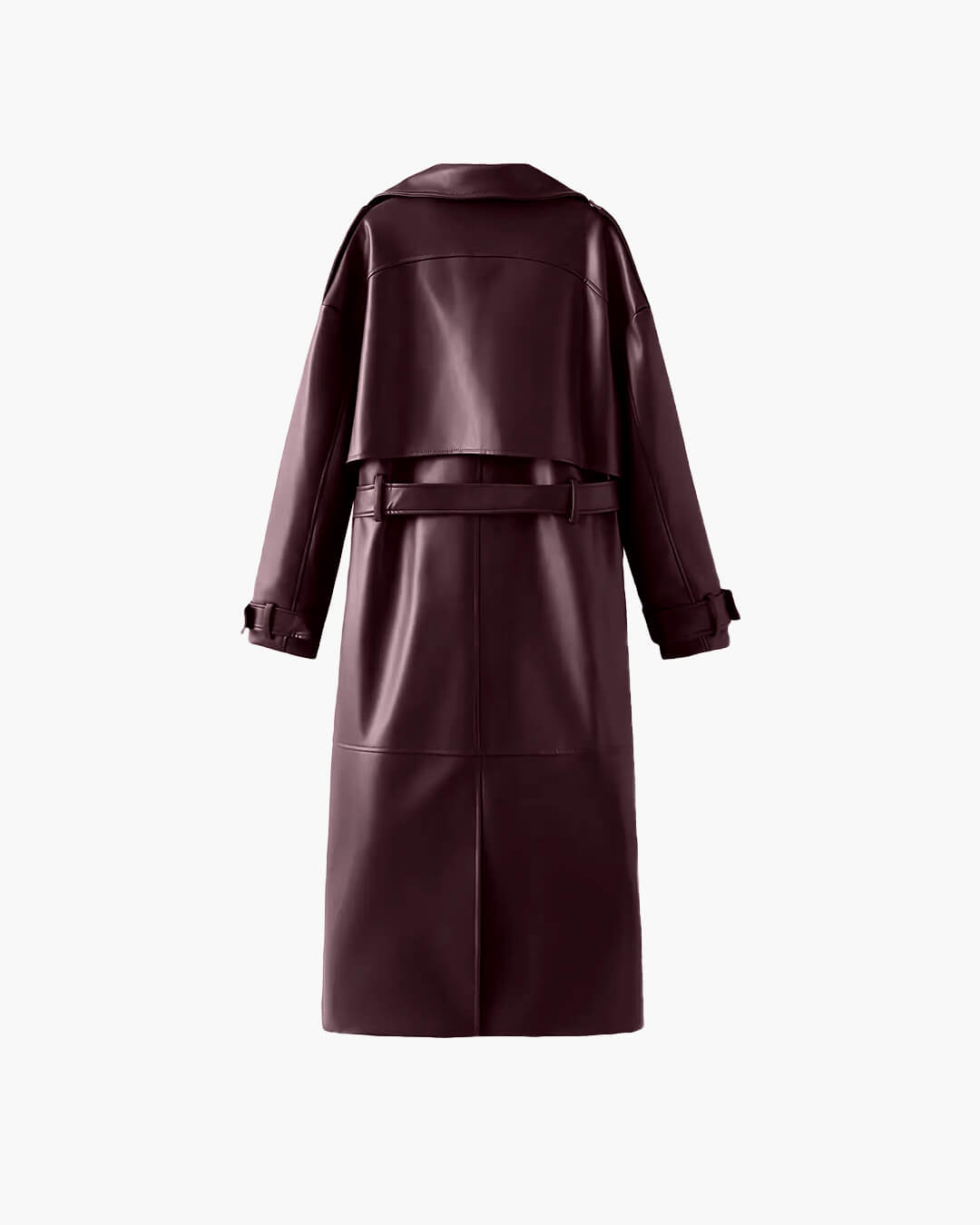 Cassy Maximaler Trenchcoat aus Kunstleder