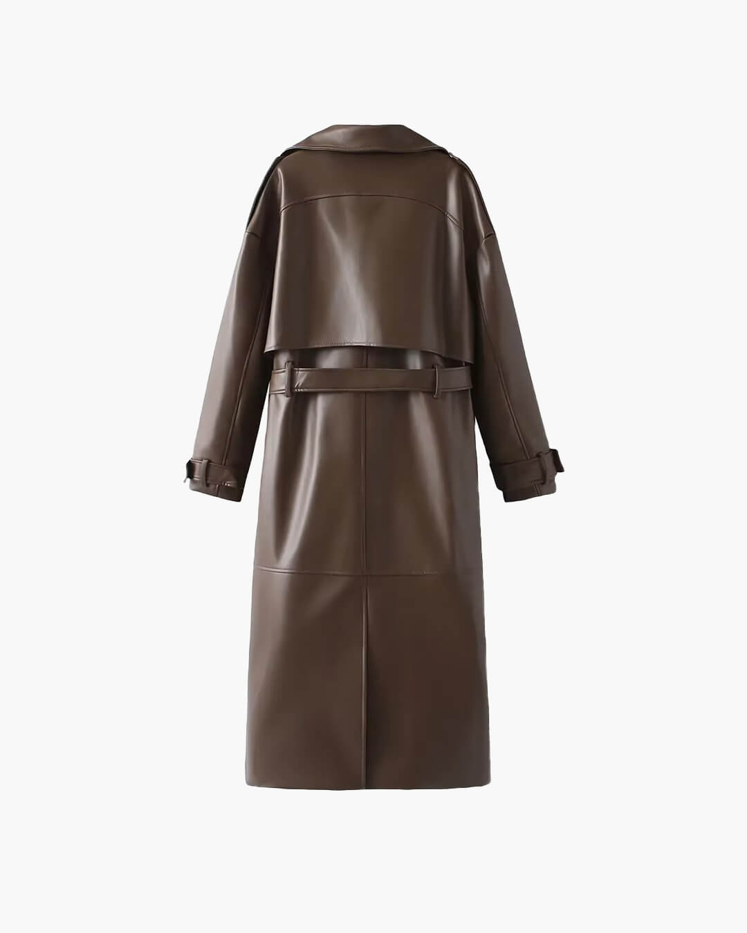 Cassy Maximaler Trenchcoat aus Kunstleder