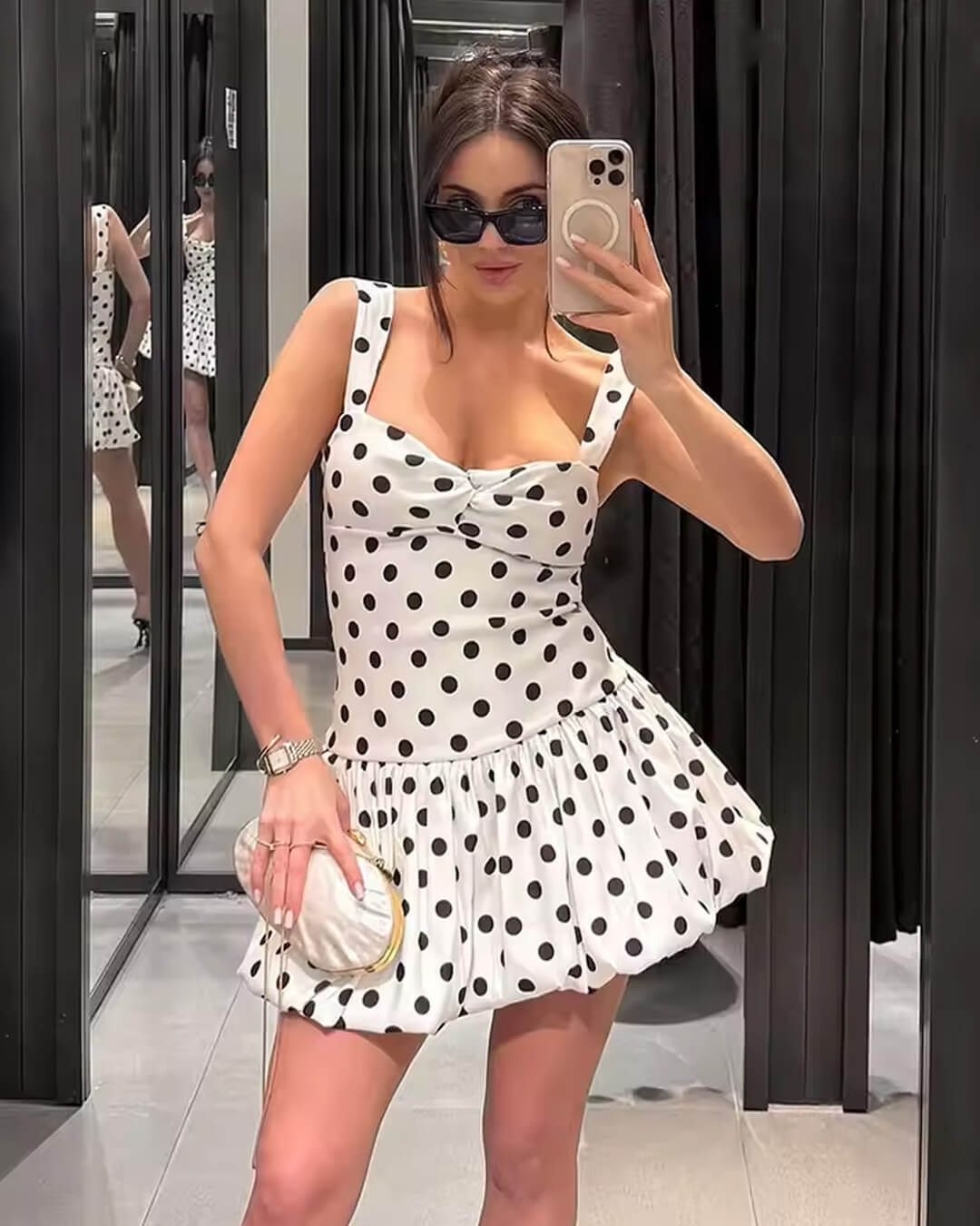 Cassy Ballon-Minidress mit Polka-Dots
