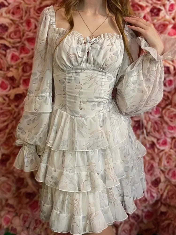 Cate Minikleid mit eckigem Ausschnitt und Puffärmeln