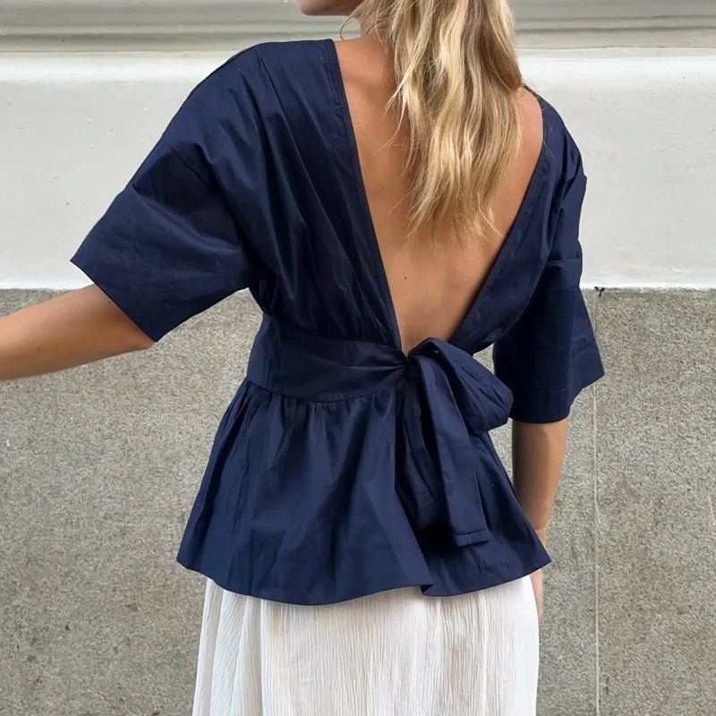 Cecile Ruffled Backless Blouse