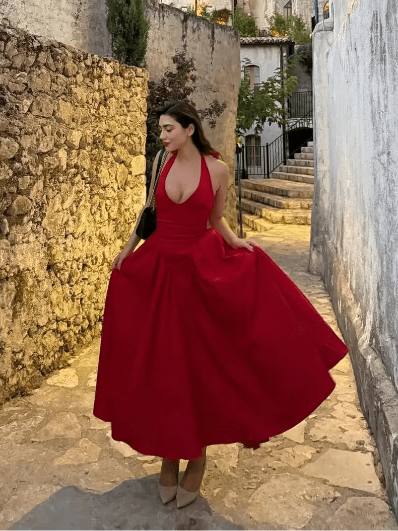 Celeste Neckholder-Midikleid
