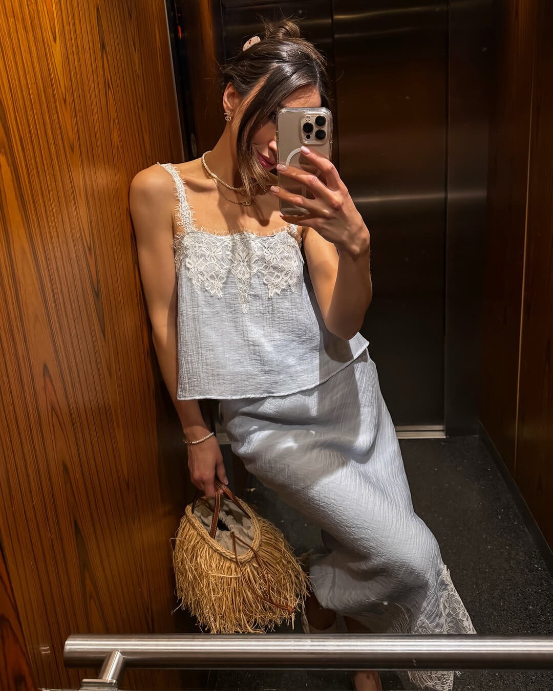 Celeste Zweiteiliges Midiset mit Spitzen-Patchwork