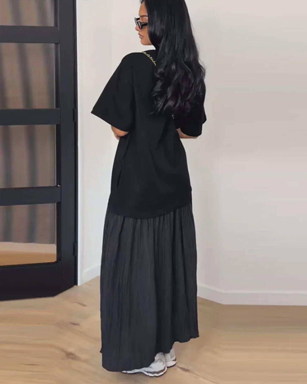 Celeste Gefaltetes Patchwork-Midikleid