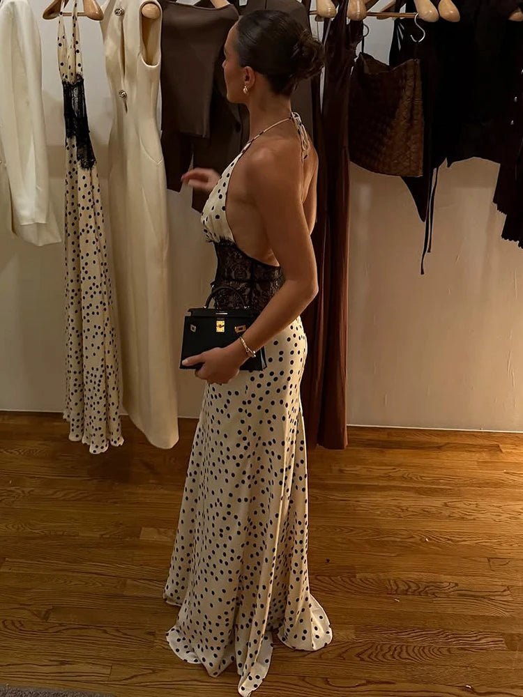 Celeste Maxikleid mit Neckholder und Punktemuster