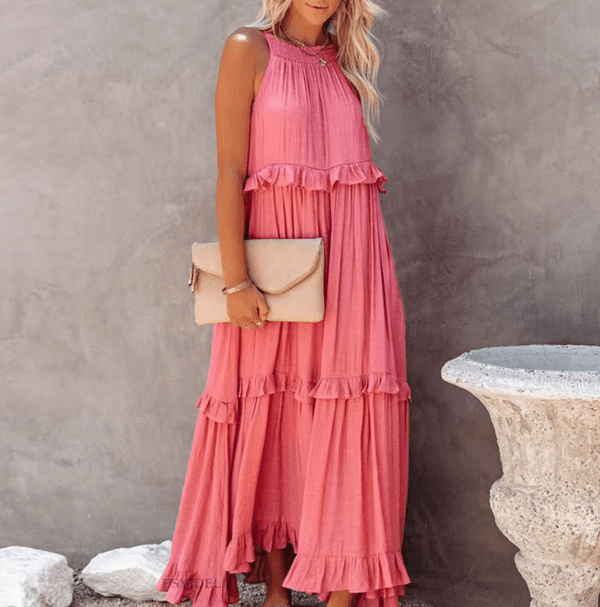 Celeste Strand-Maxikleid mit Volantabschluss