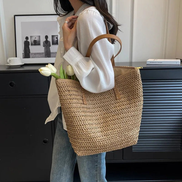 Celeste Gewebte Strandtasche aus Stroh