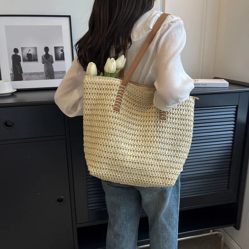 Celeste Gewebte Strandtasche aus Stroh