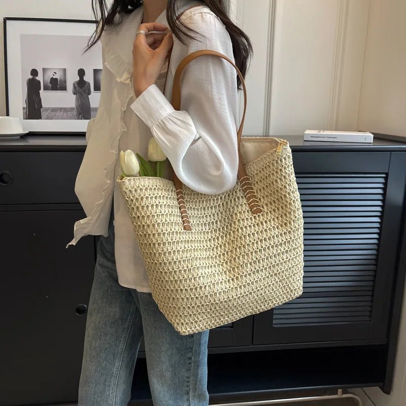 Celeste Gewebte Strandtasche aus Stroh