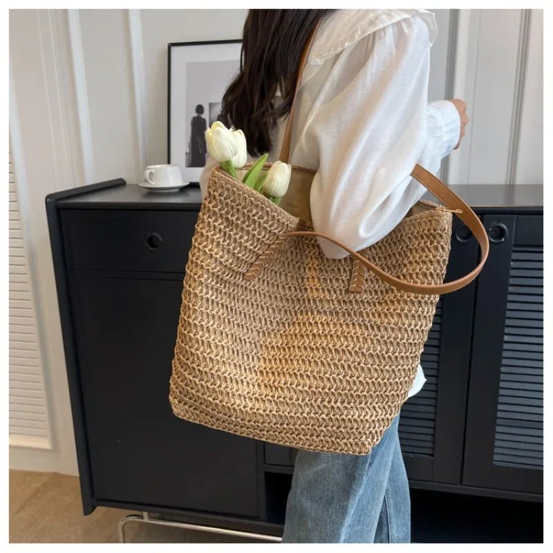 Celeste Gewebte Strandtasche aus Stroh