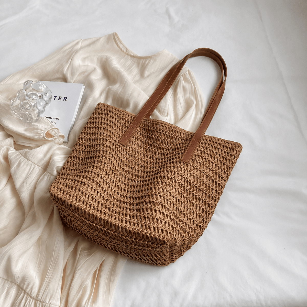 Celeste Gewebte Strandtasche aus Stroh