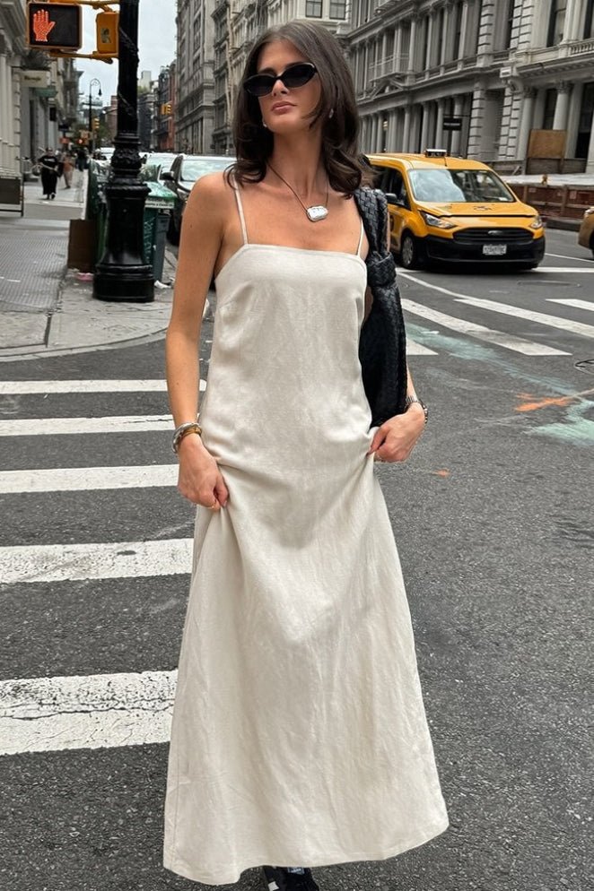Charmaine locker sitzendes Maxikleid mit eckigem Ausschnitt