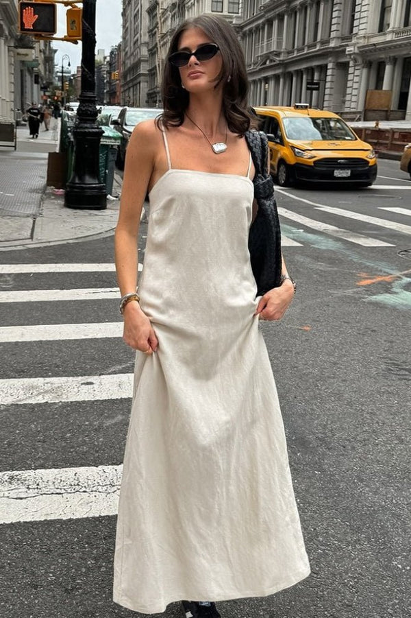 Charmaine locker sitzendes Maxikleid mit eckigem Ausschnitt