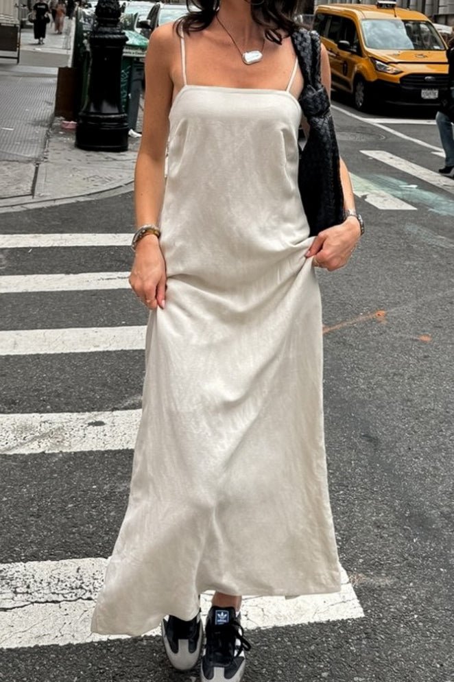 Charmaine locker sitzendes Maxikleid mit eckigem Ausschnitt