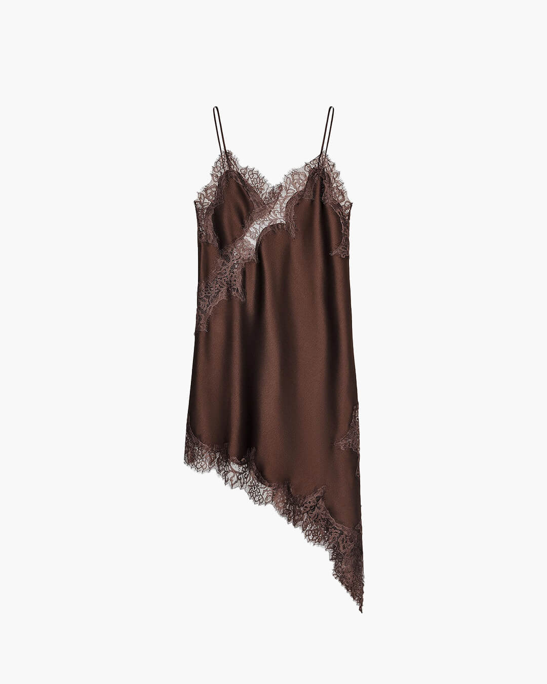 Asymmetrisches Satinkleid Chiara mit Spitze in Midi-Länge
