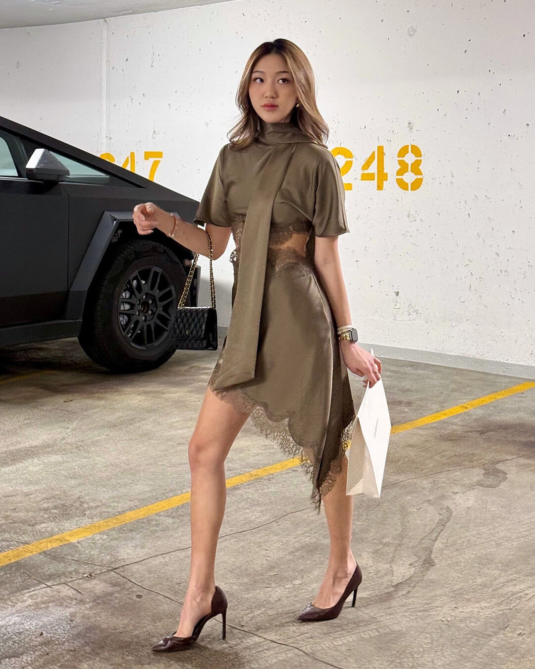 Bianca Cut Out Satin Mini Dress