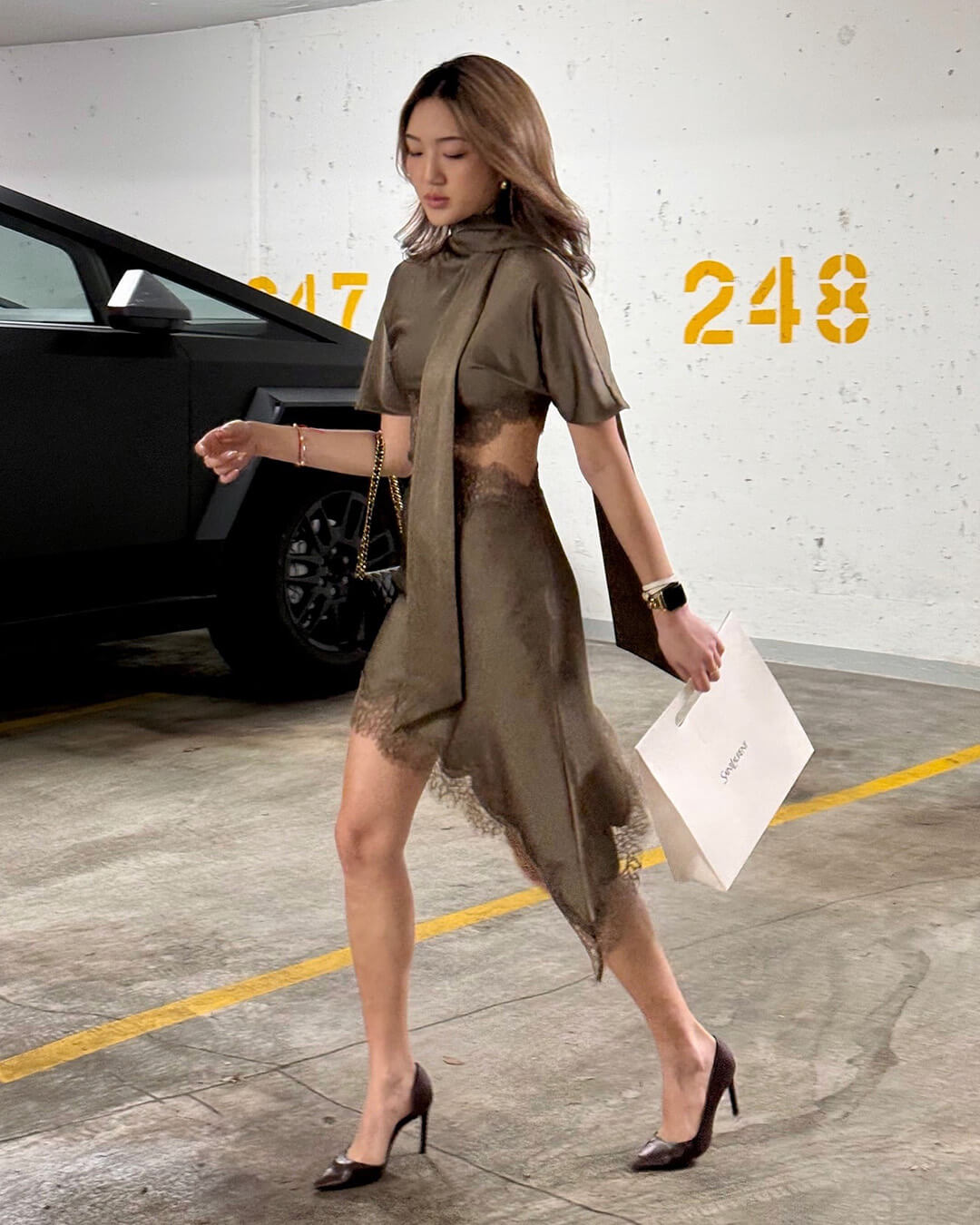 Bianca Cut Out Satin Mini Dress