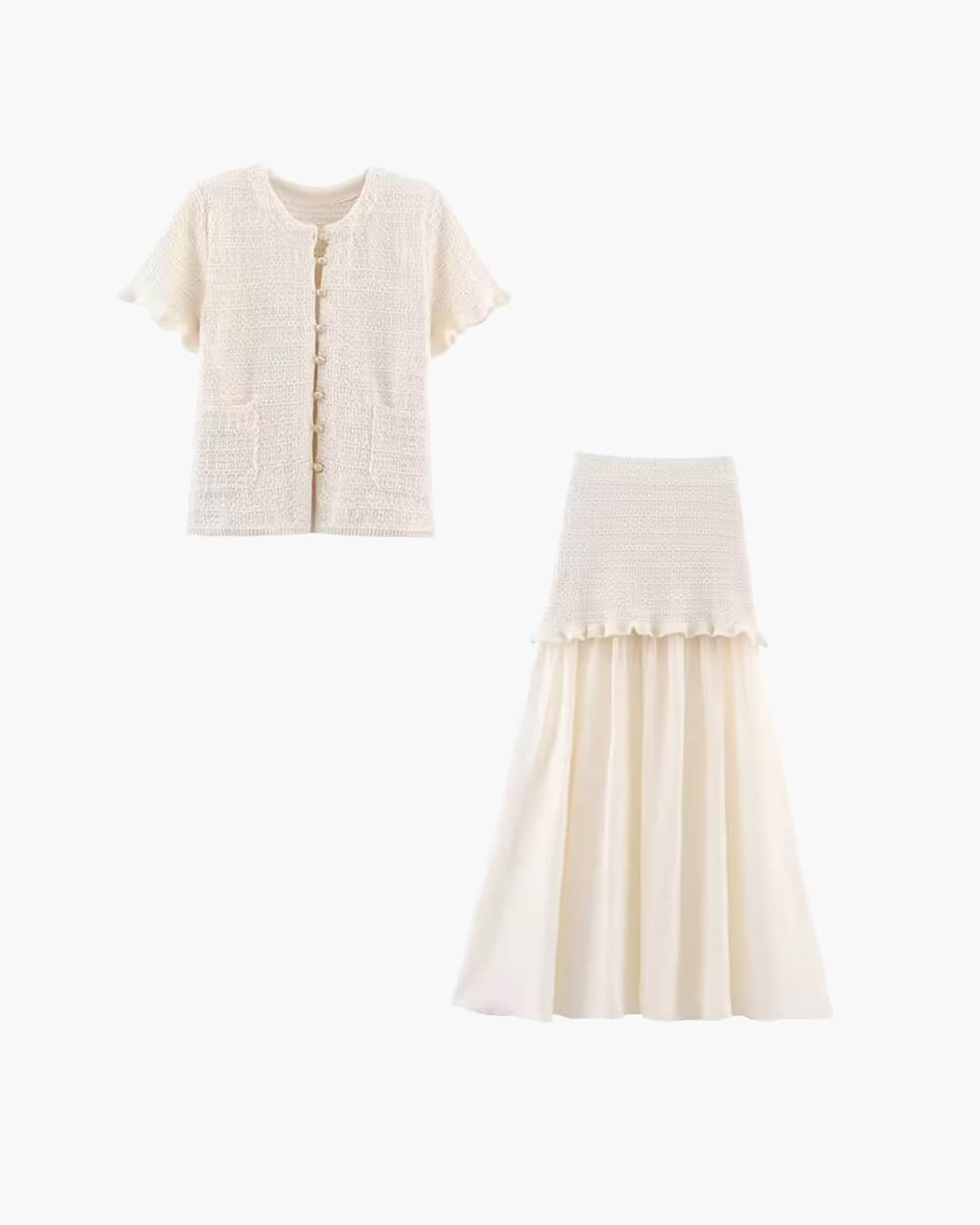 Claudia Set aus Stricktop und Plisseerock