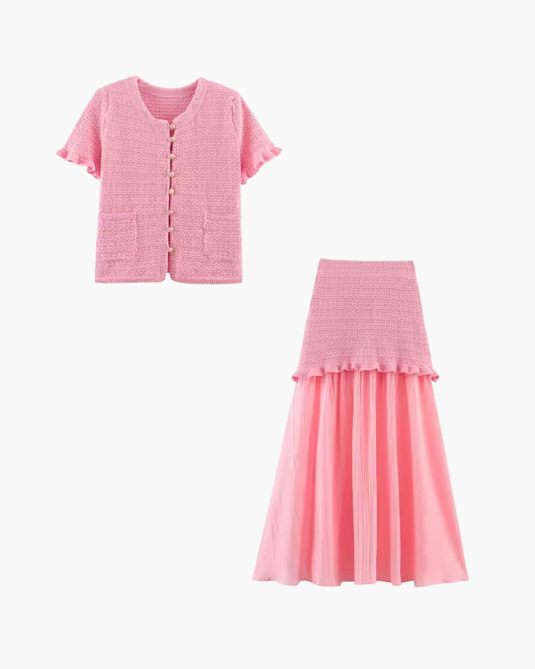 Claudia Set aus Stricktop und Plisseerock