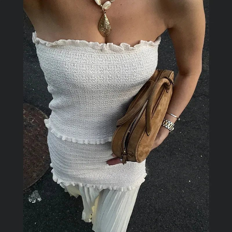 Claudia Set aus Stricktop und Plisseerock