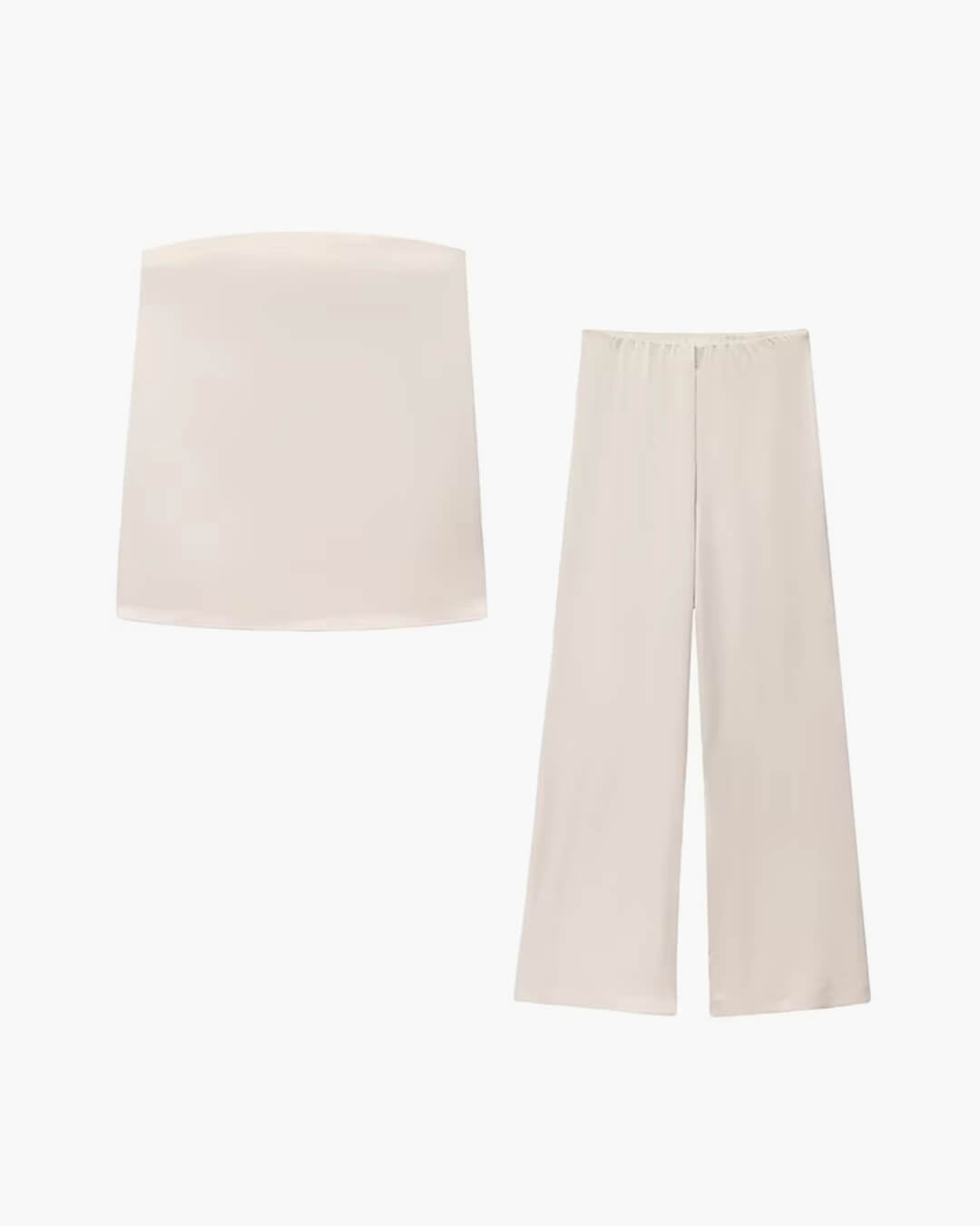 Claudine Satin-Hosenanzug mit Bandeau-Oberteil