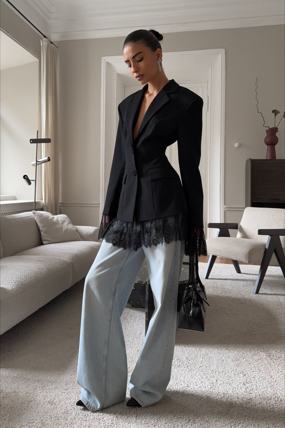 Colbie Blazer mit Spitzenbesatz