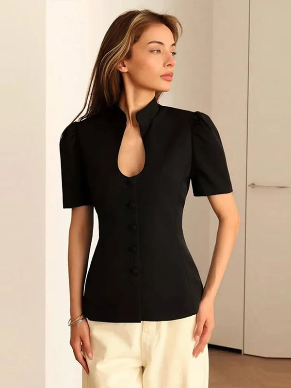 Collette Top mit Stehkragen